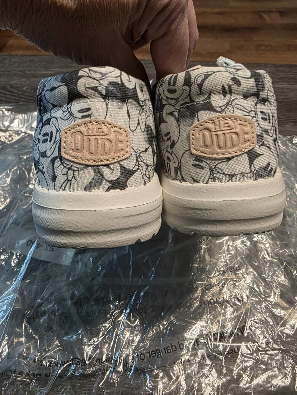 Hey Dude Kids Gray and Cream Mickey Mouse Canvas Slip-Ons